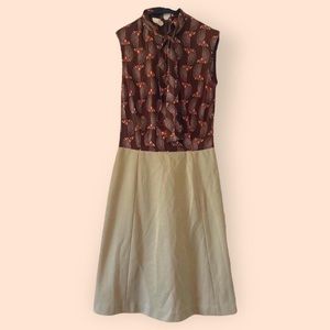 Vintage Brown Dress With Neck Tie